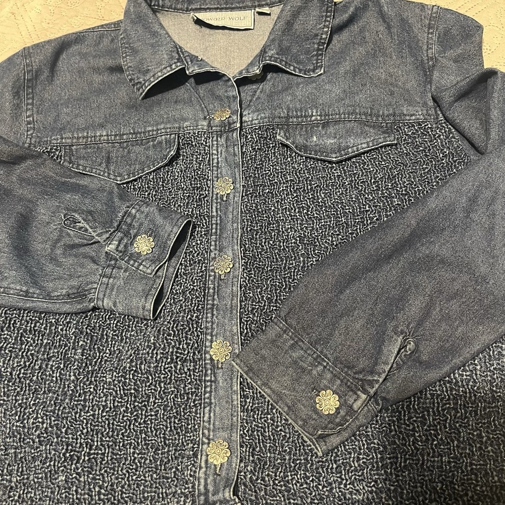 Howard Wolf Women' Vintage Made in the USA Denim Button Up Blue‎ Jacket Size 6 - Picture 3 of 7